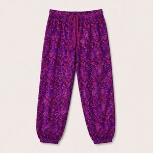 GEMO Pink Purple Abstract Jogger Pants Size S Boho Viscose Lounge Travel Pants